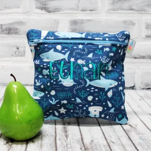 Sharks and Seawed Personalized Reusable Food Bag